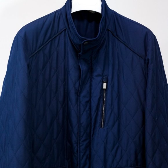 Canali Navy Quilted Zip Jacket - Picture 3 of 16